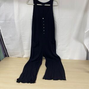 Hatch Black Sleeveless Wide Leg Jumpsuit Button Front Minimalist Maternity